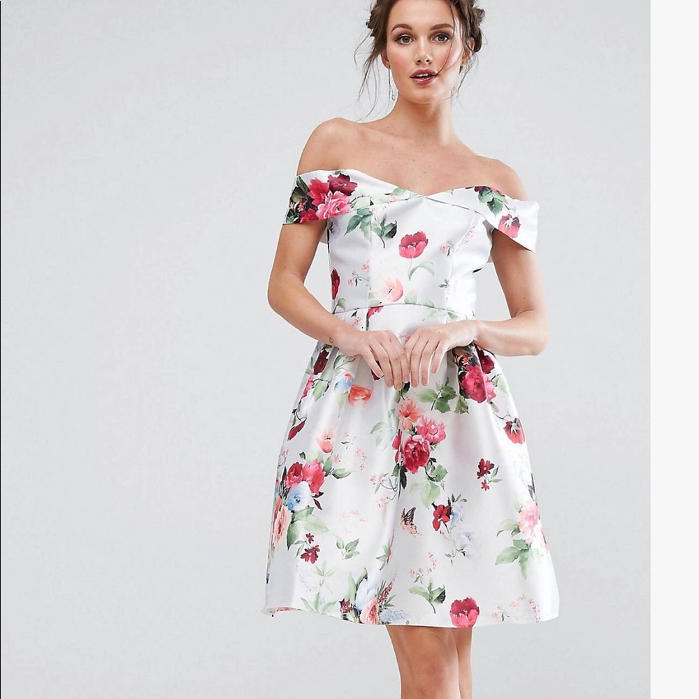 Chi chi london dress bardot midi dress floral